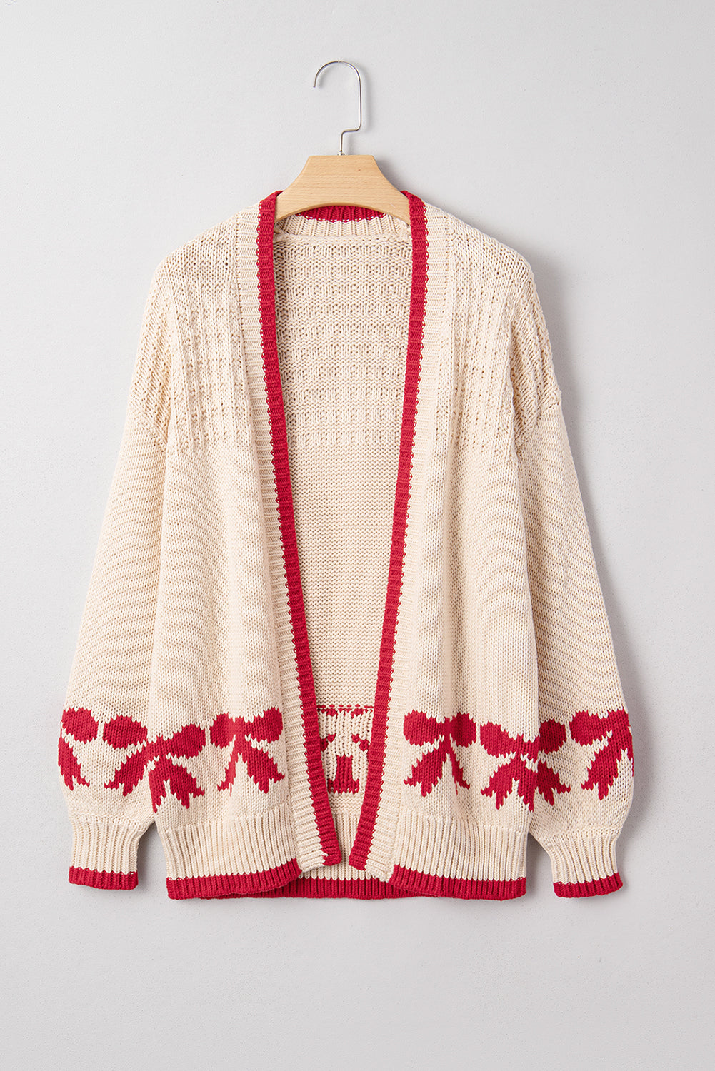 Apricot Bow Knitted Baggy Cardigan