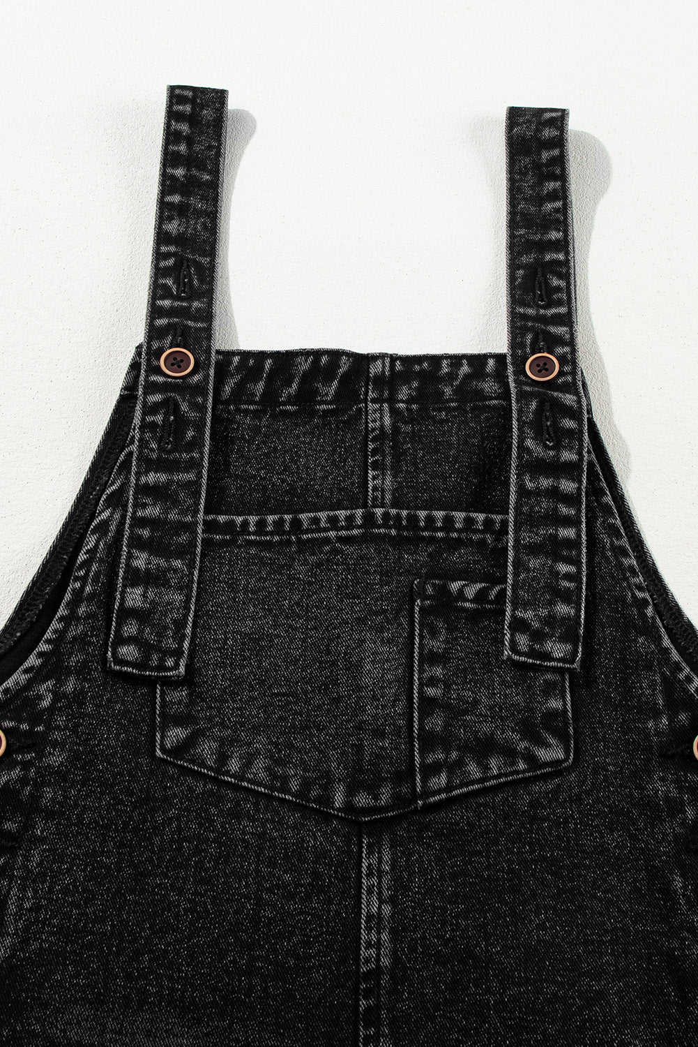 Black Distressed Wide Leg Denim Overall