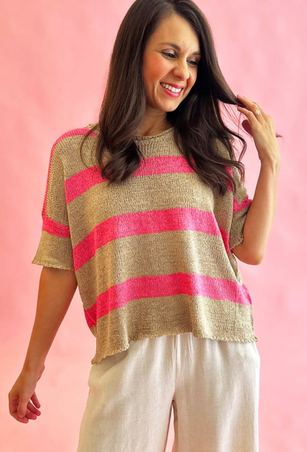 Pink and Tan Sweater (on hand)