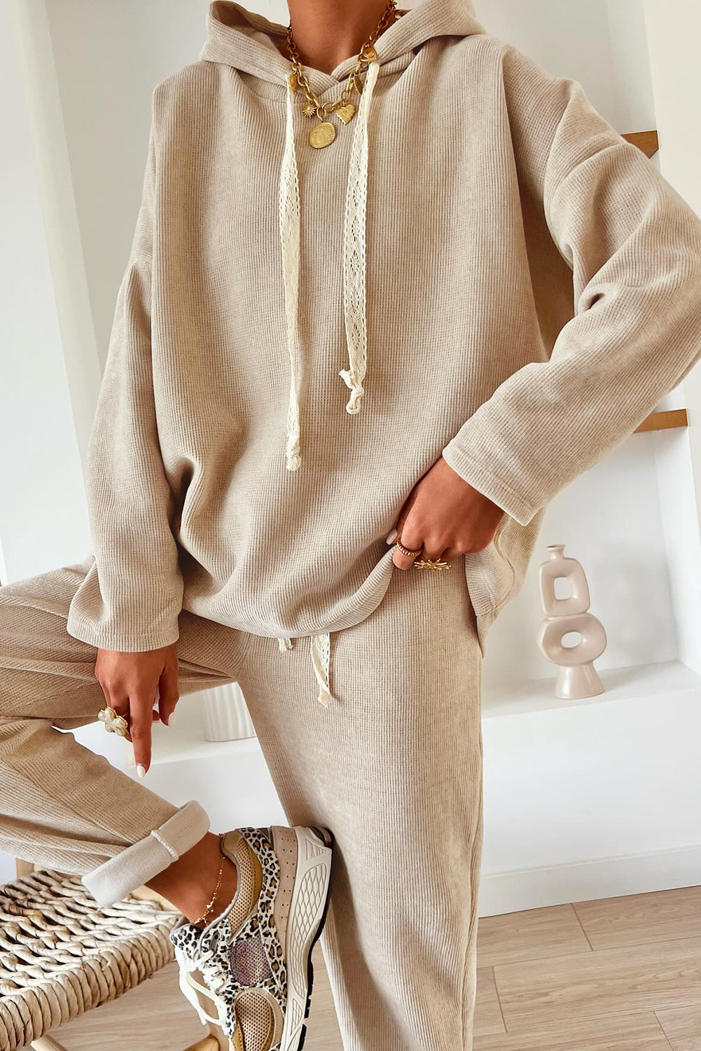 Jet Stream Lace Drawstring Corduroy Set