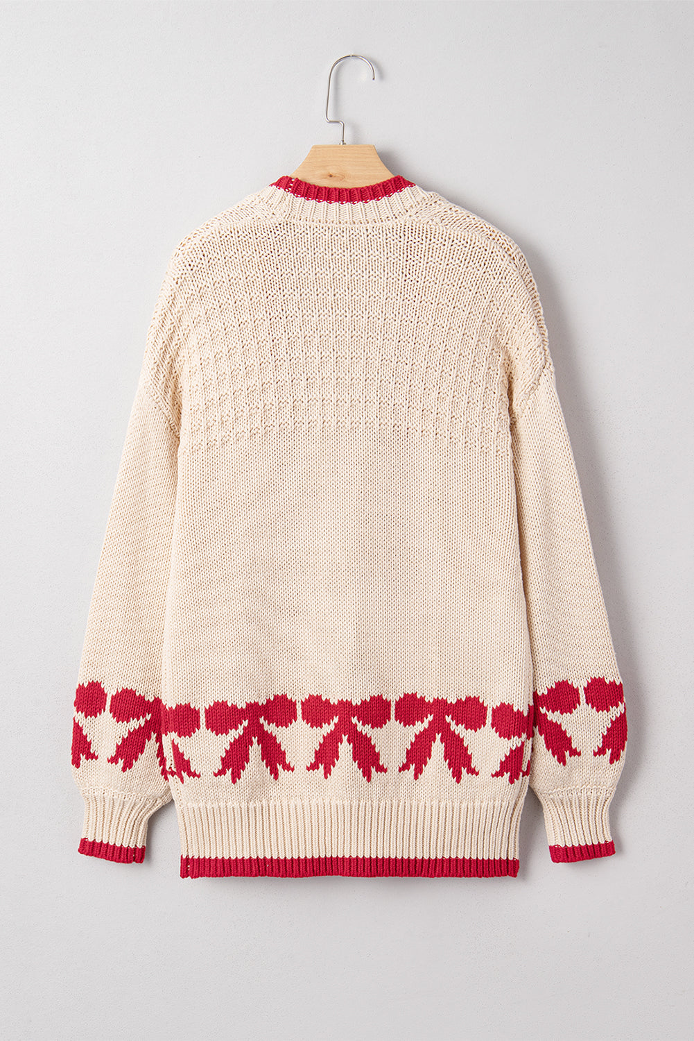 Apricot Bow Knitted Baggy Cardigan