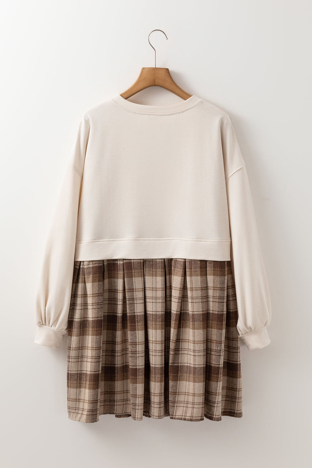 Beige Plaid Sweatshirt Mini Dress (on hand)
