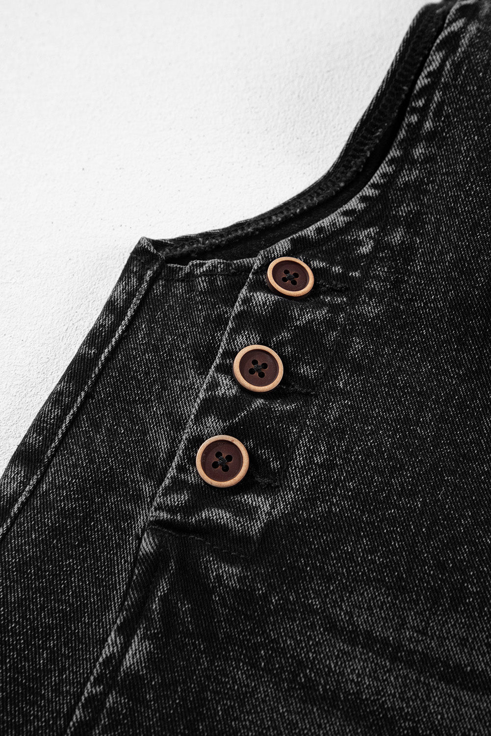 Black Distressed Wide Leg Denim Overall