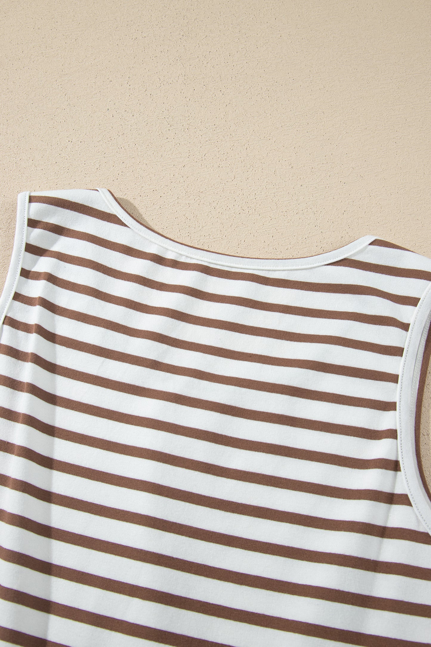 Chestnut Striped Colorblock Sleeveless Long Dress