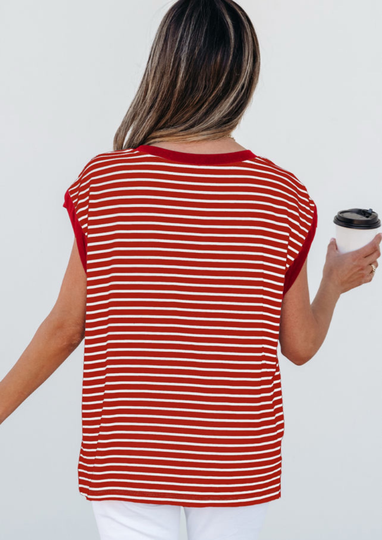FINAL SALE—Red Stripe Pocket Tank
