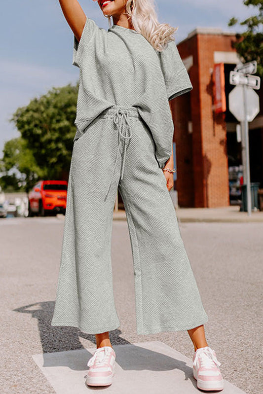 Gray Textured Loose Fit Set