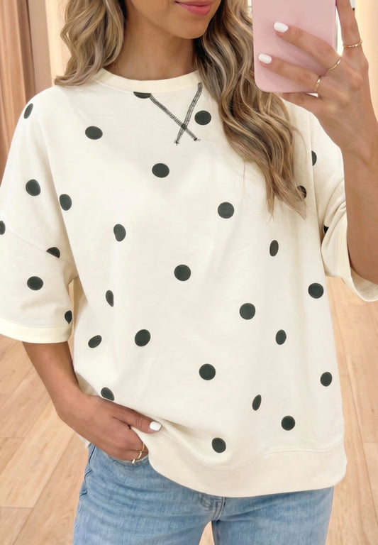 Cream with Black Polka Dot Oversized T