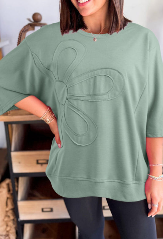 Green Floral Patch Top