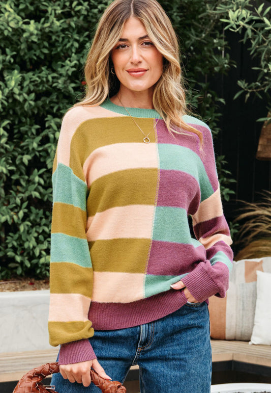 Purple Multi Strip Sweater