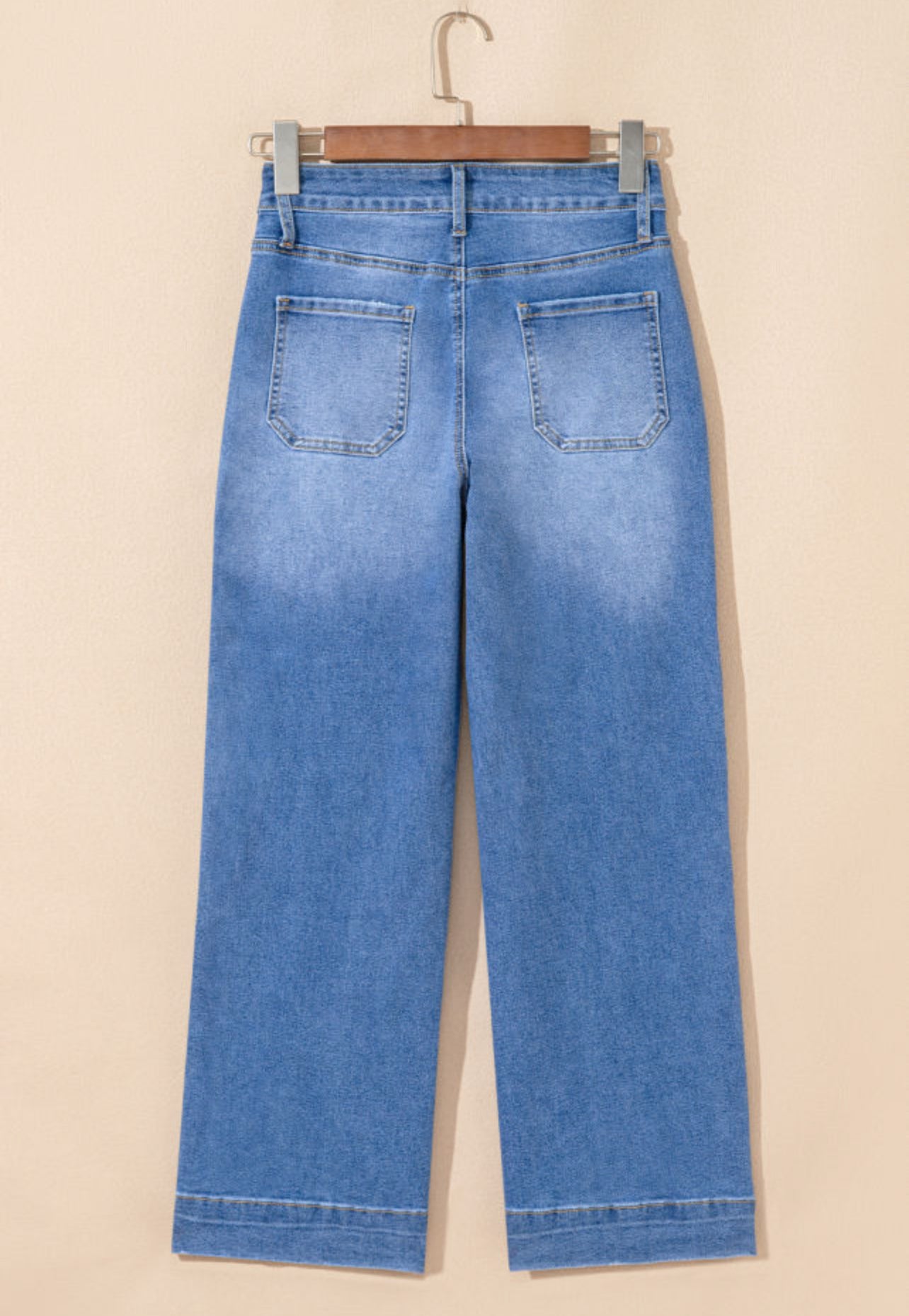 Sky Blue Cropped Wide Leg Stretch Jeans