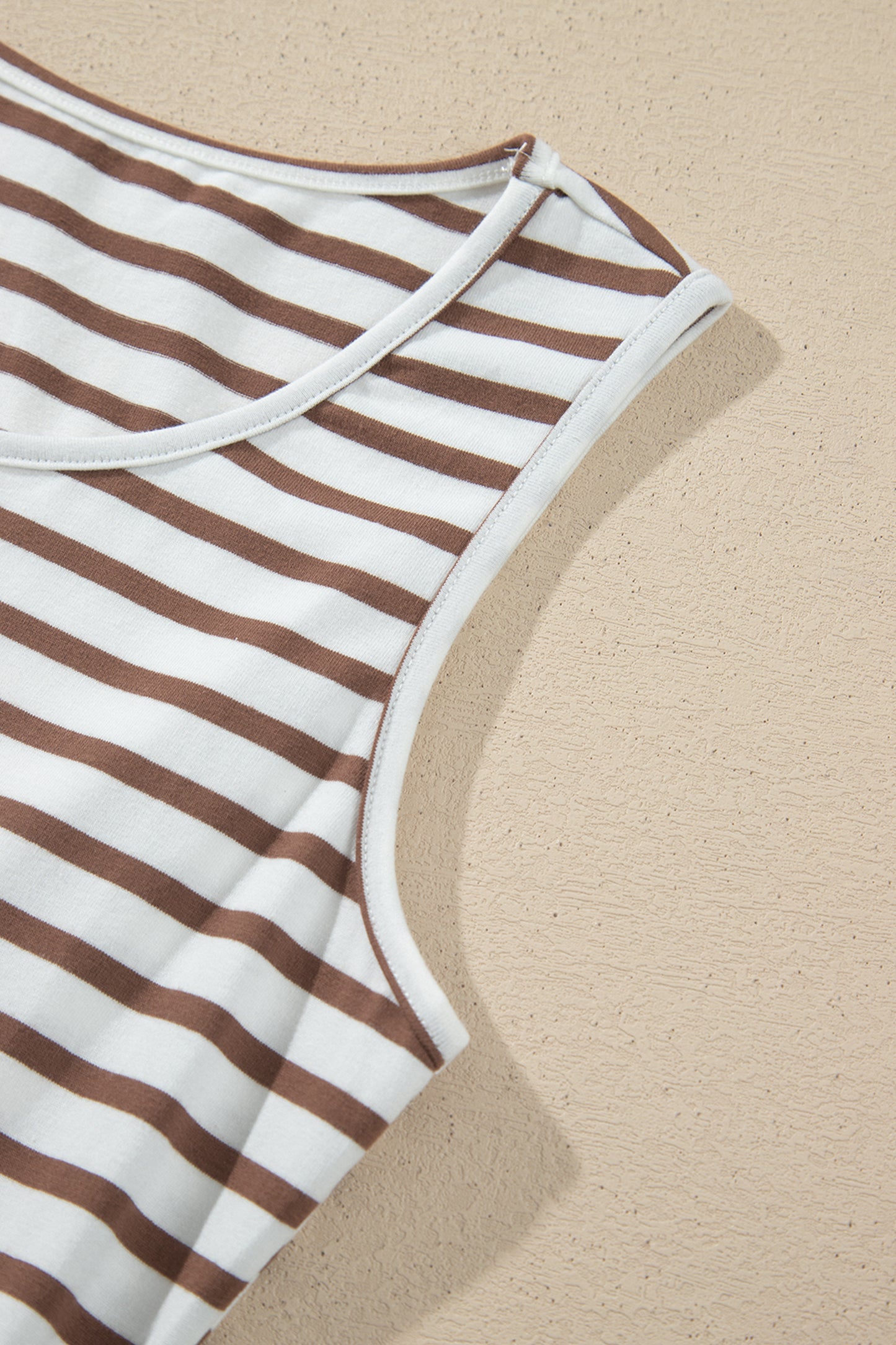 Chestnut Striped Colorblock Sleeveless Long Dress