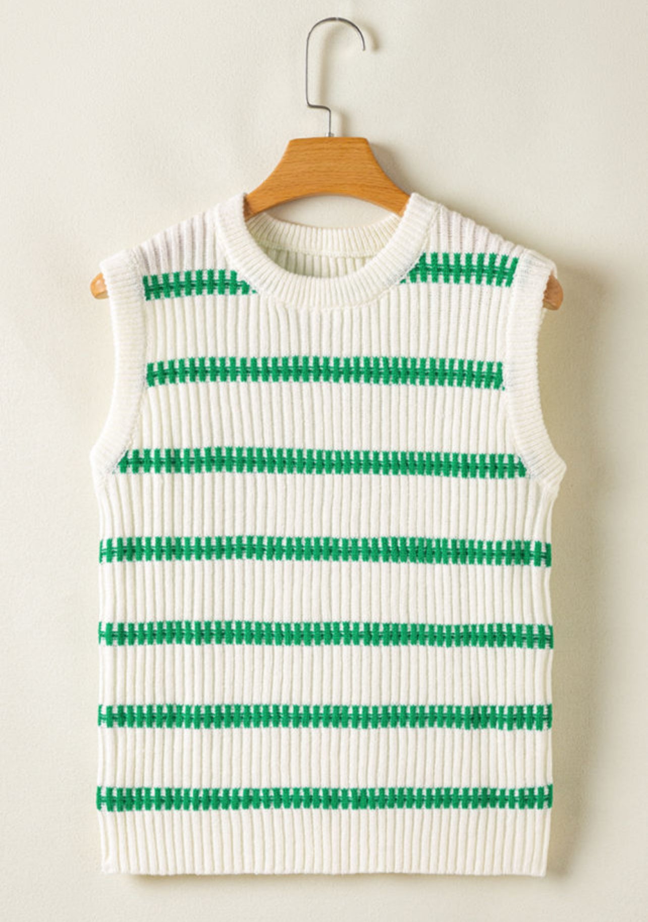FINAL SALE—Green Stripe Sleeveless Sweater