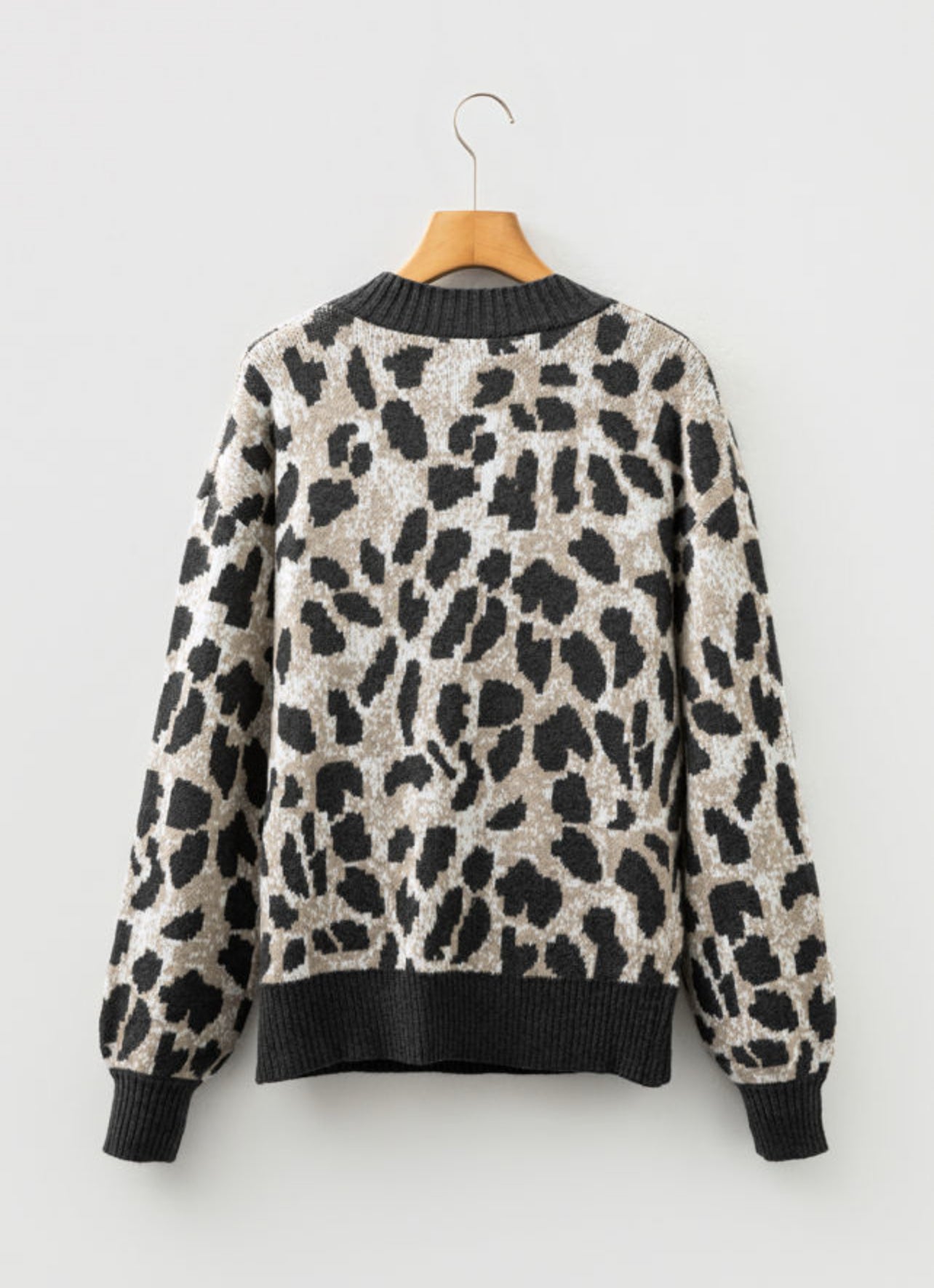 Gray Leopard Baggy Sweater-LOCAL