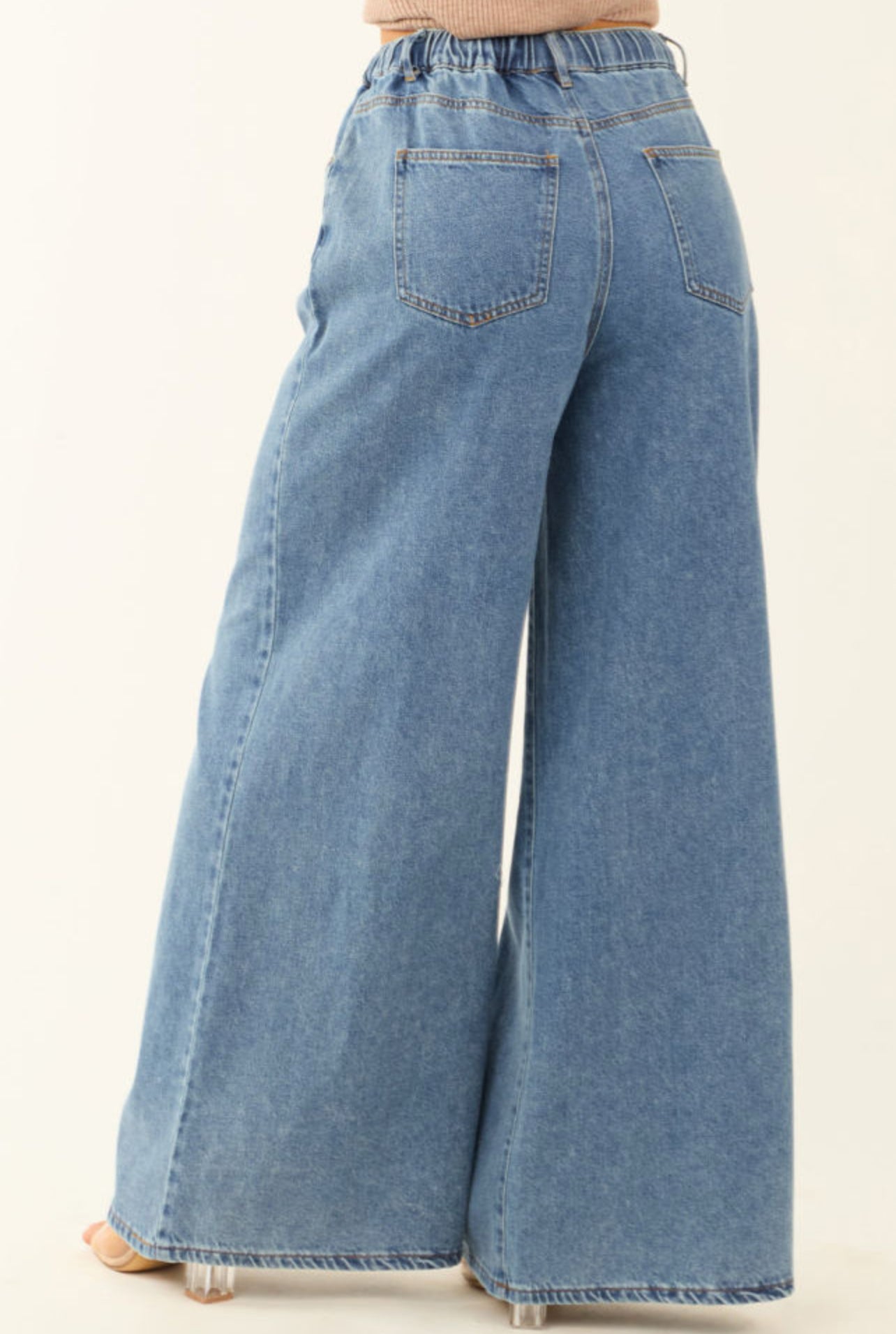 Wide Leg Drawstring Denim Pants