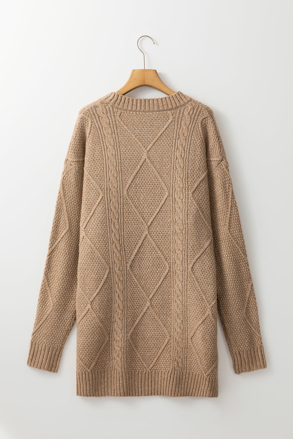 Beige Cable Knit Sweater Dress