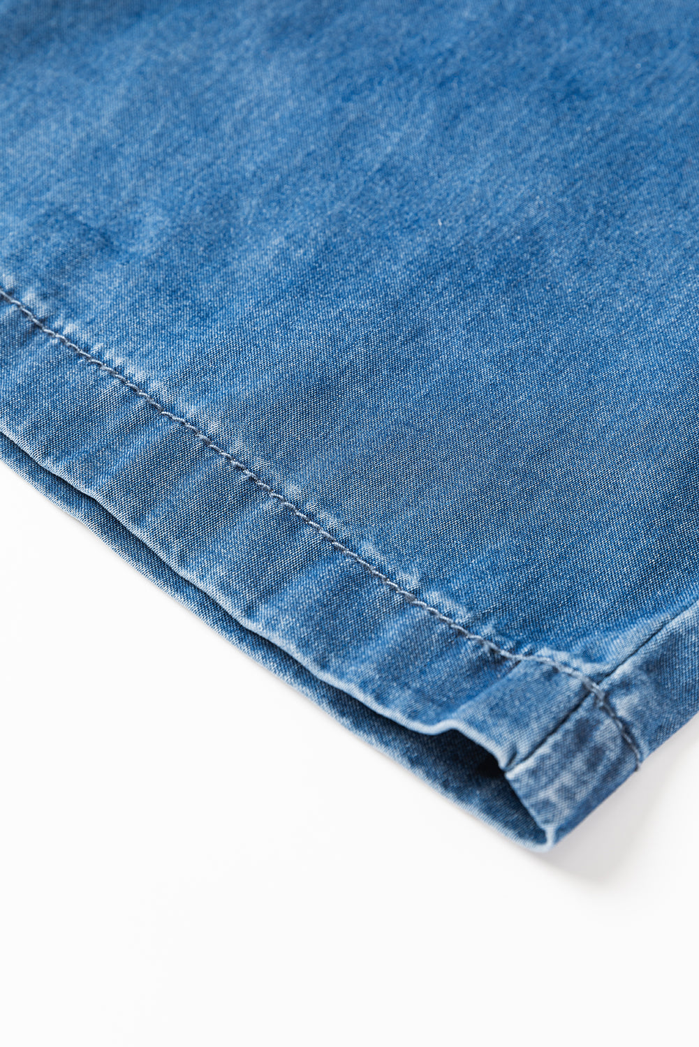 Blue Smocked High Waist Wide Leg Jeans