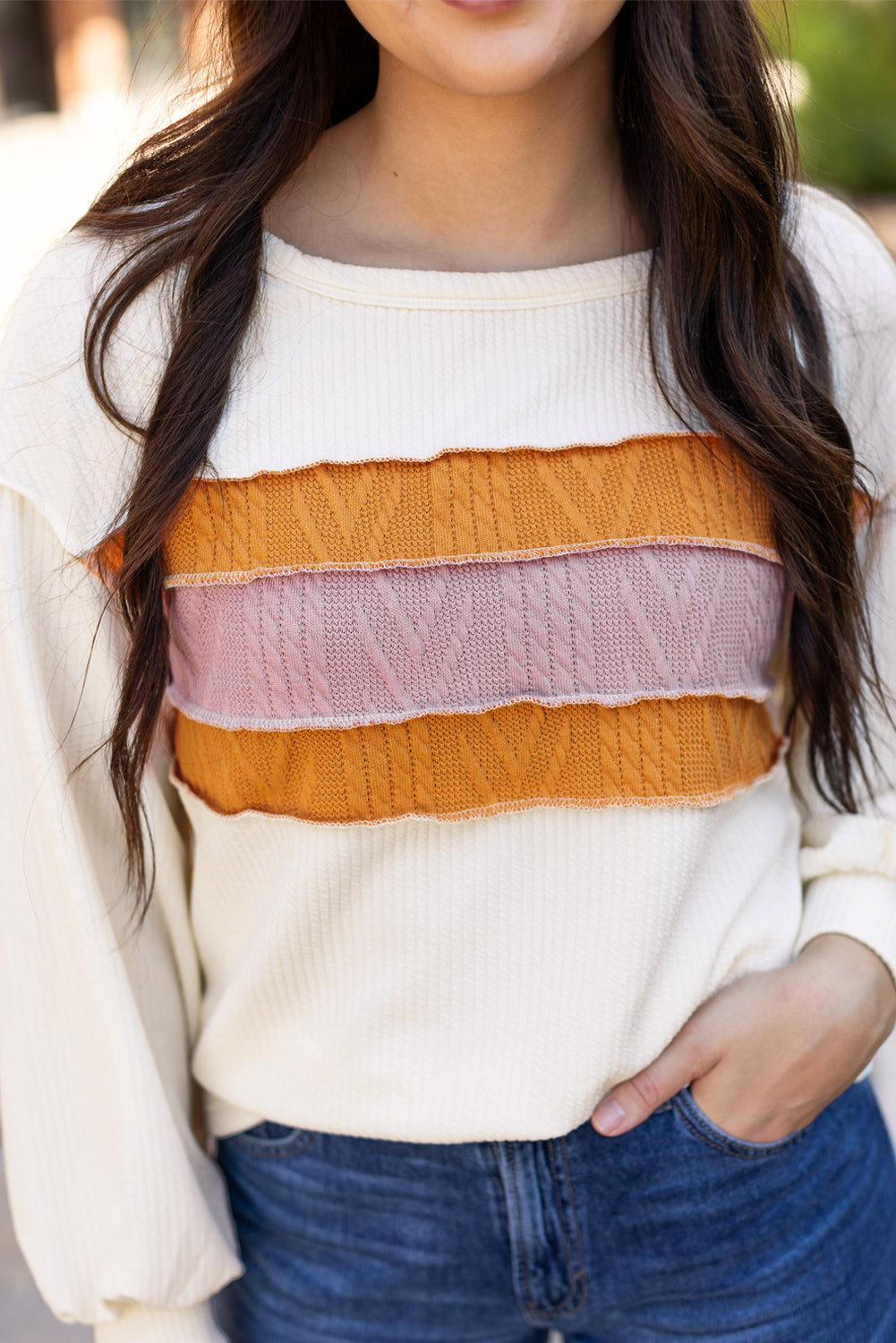 White Corded Patchwork Top