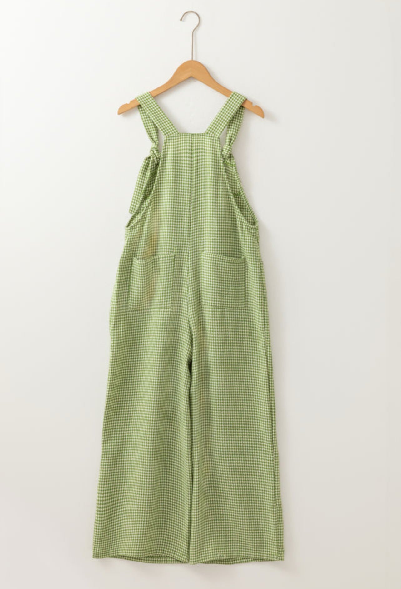 Green Gingham Wide Leg Overalls