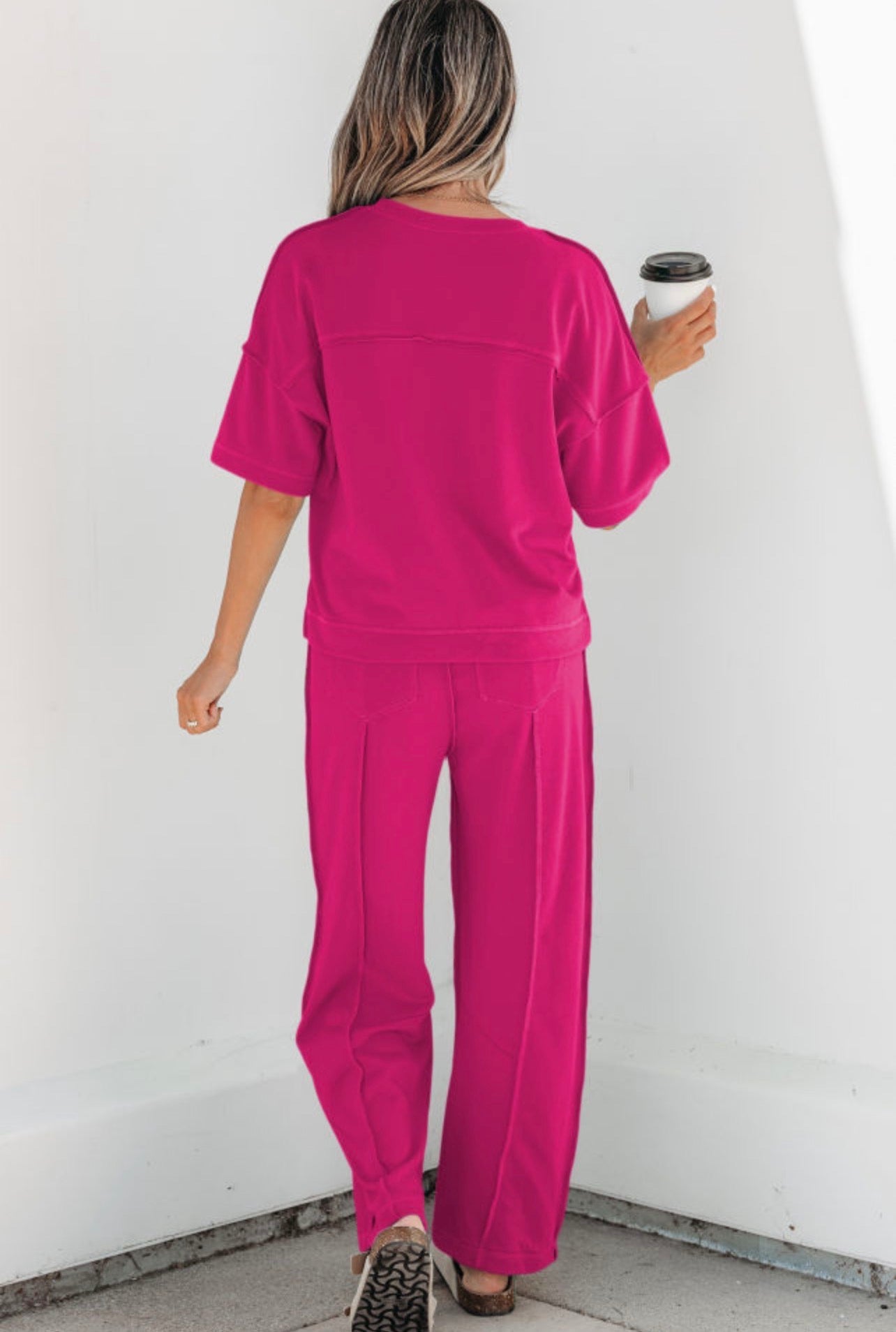 Rose Red Boxy T Barrel Pant Set