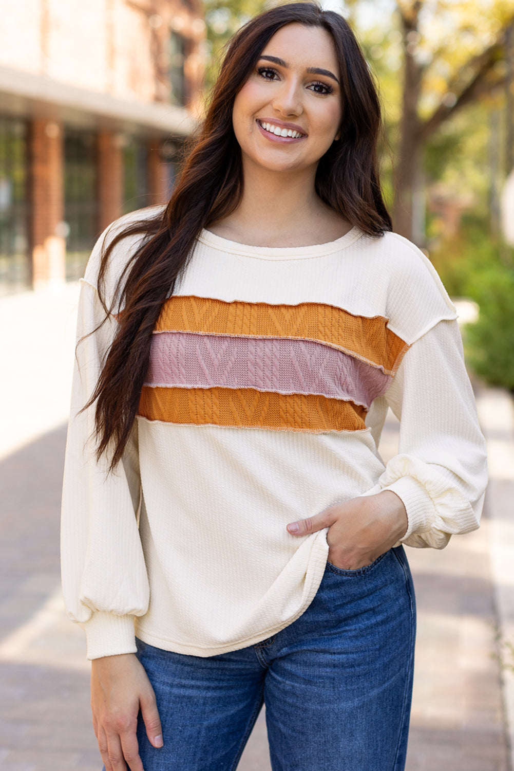 White Corded Patchwork Top