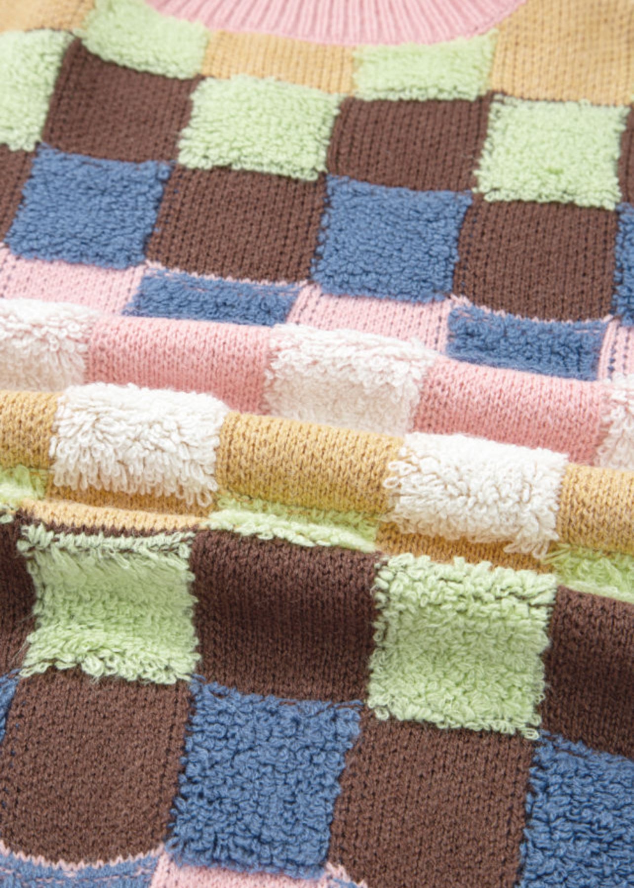 Pink Multicolor Check Sweater Cardigan