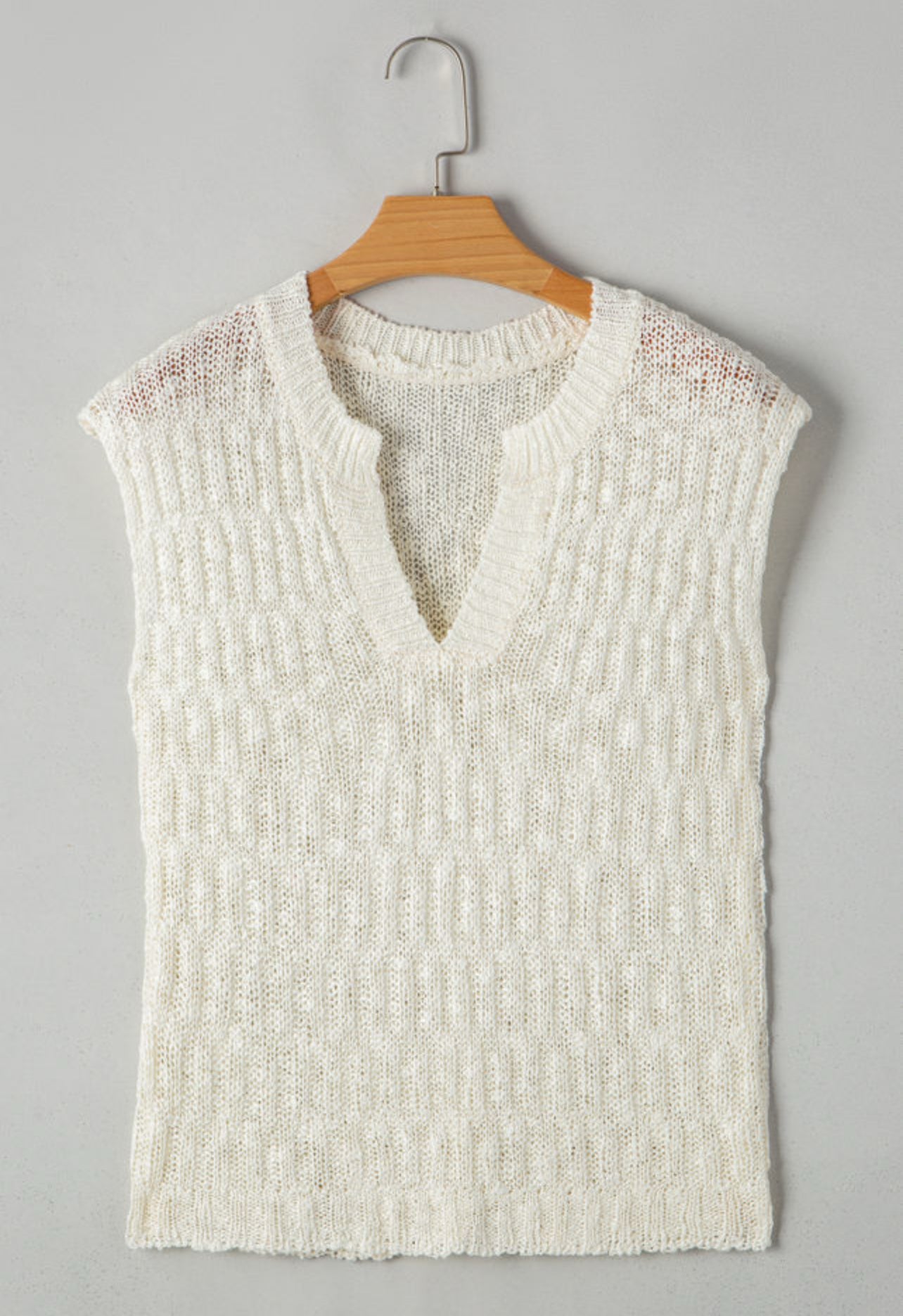 FINAL SALE—Beige Cap Sleeve Sweater