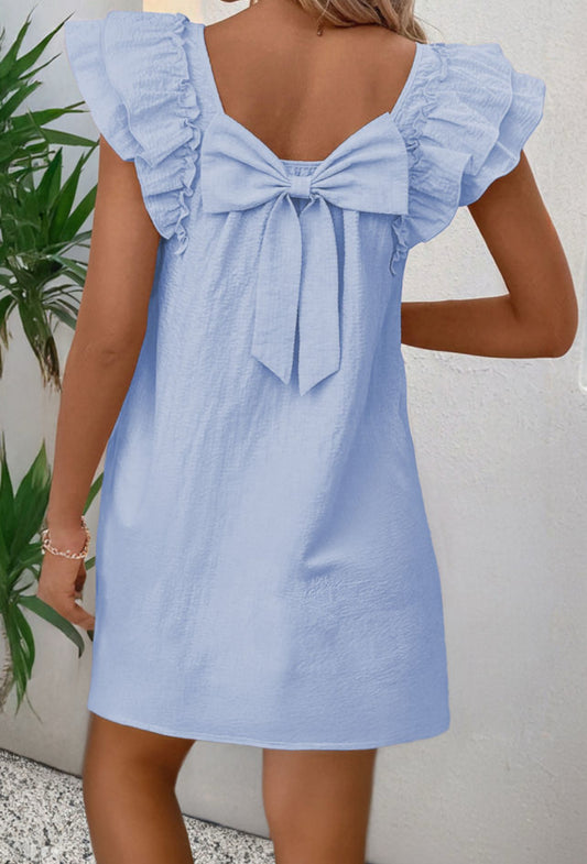 Blue Bow Back Mini Dress