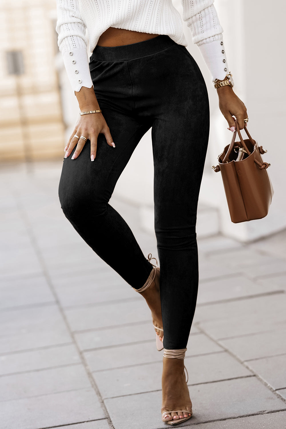 Black Faux Suede Leggings