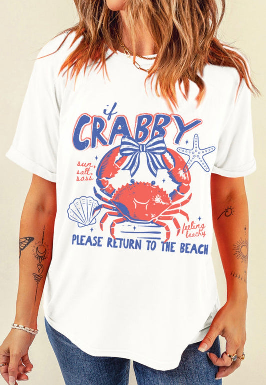 Crabby Beach Rolled Sleeve T