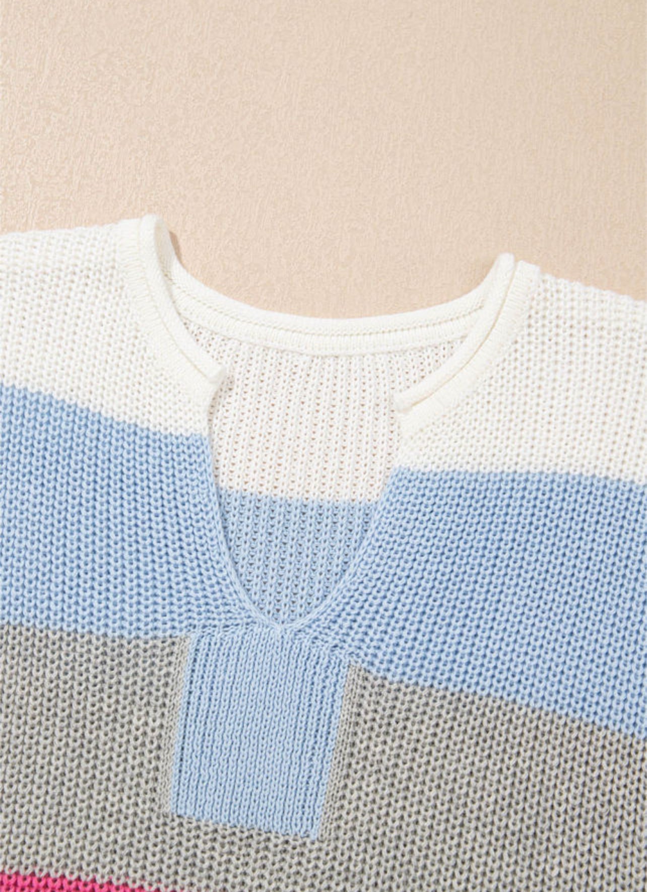 FINAL SALE—Blue Multi Stripe Short Sleeve Sweater