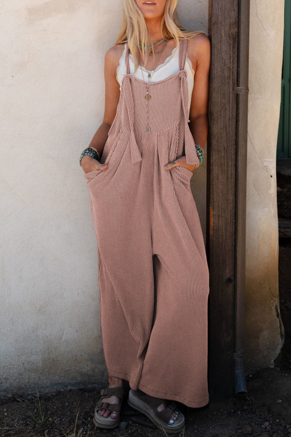 Corded Wide Leg Loose Overall