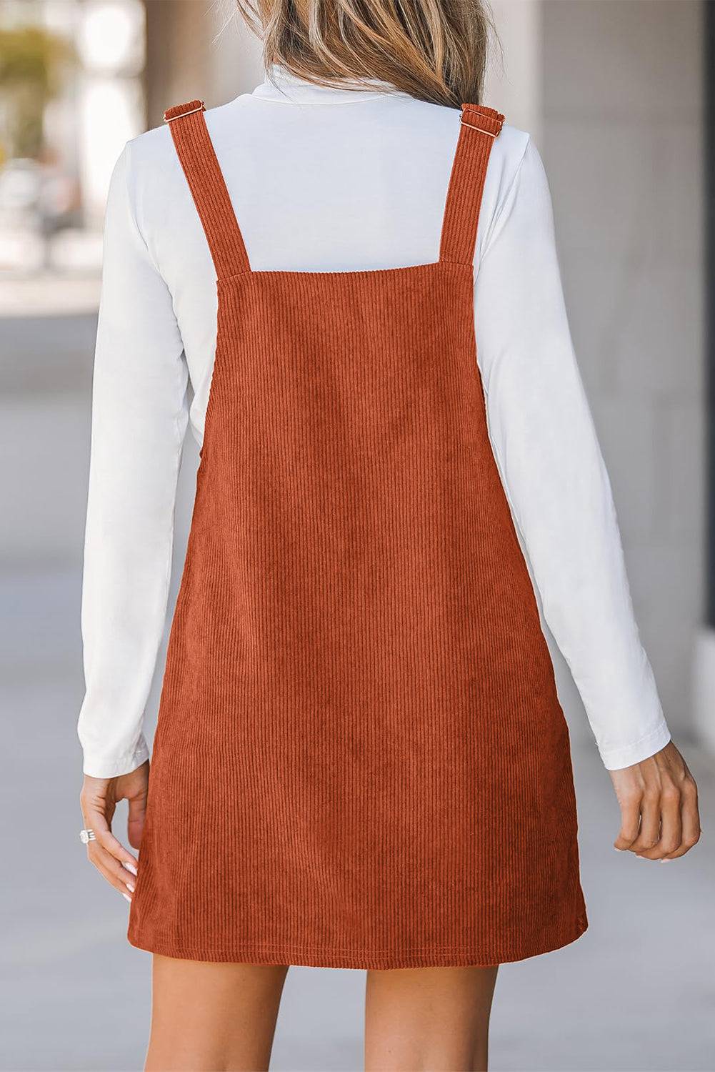 Brown Corduroy Overall Dress