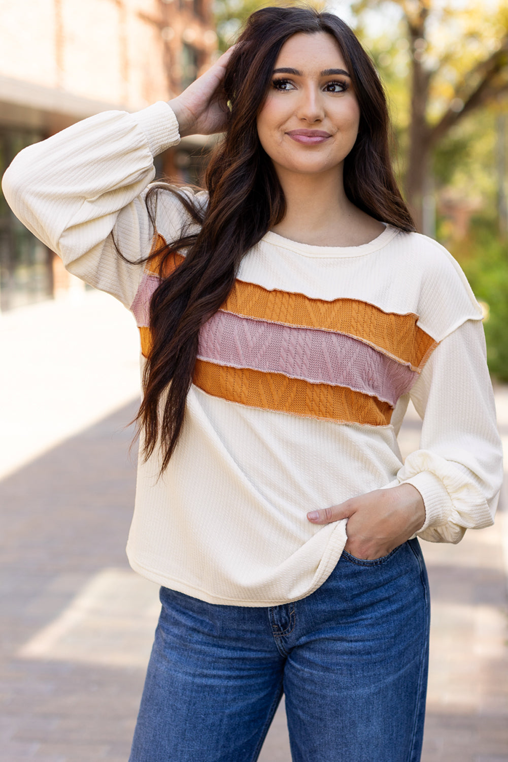 White Corded Patchwork Top