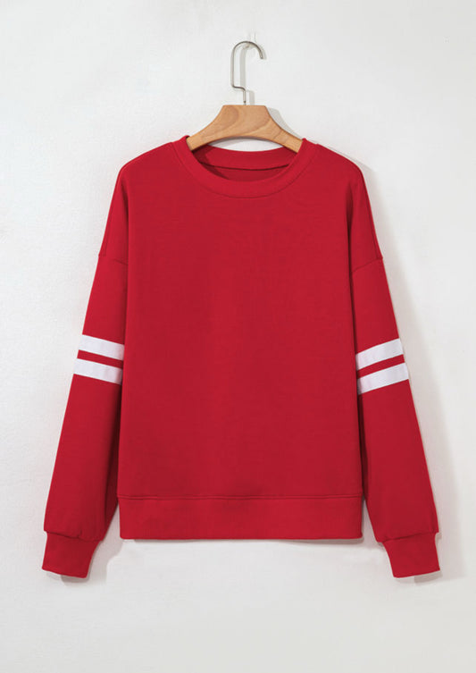 Red Varsity Stripe Sweatshirt
