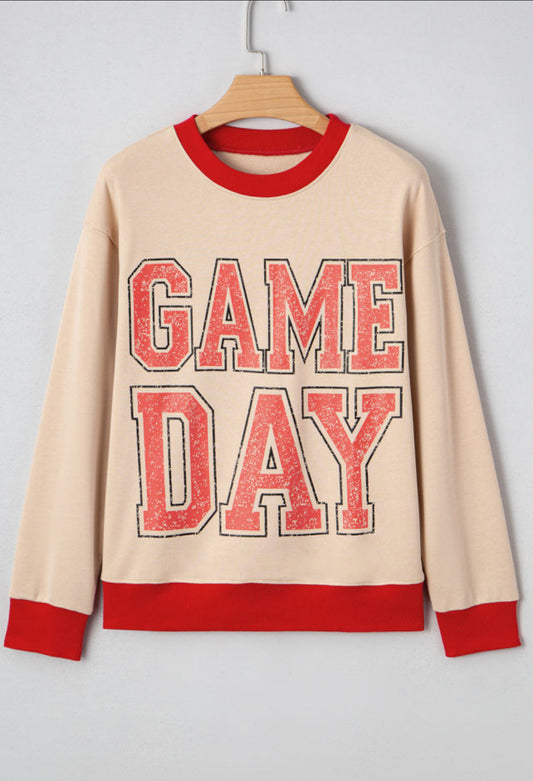 Red Printed Game Day Sweatshirt