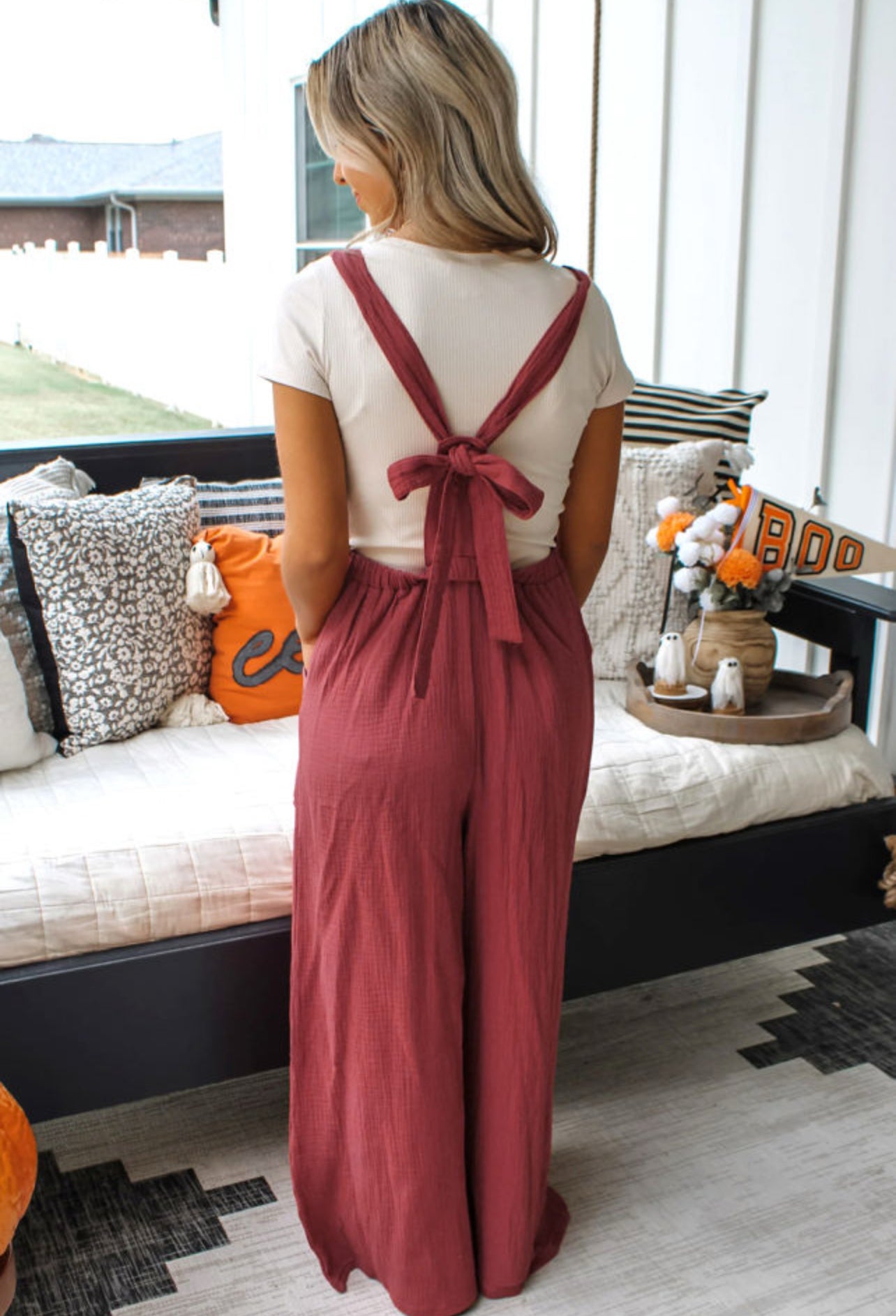 Red Tie Back Jumpsuit