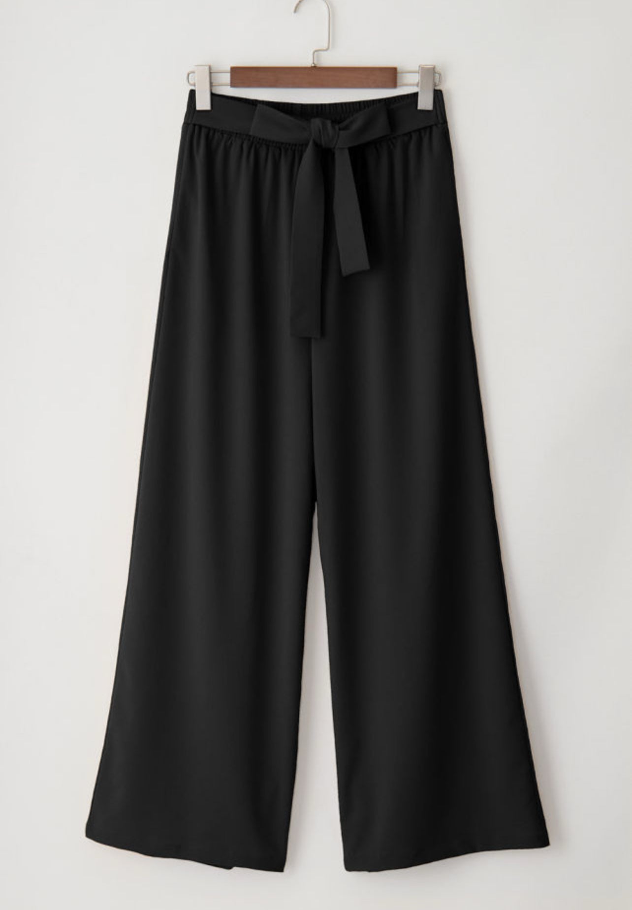 Black Tie Front Wide Leg Pants