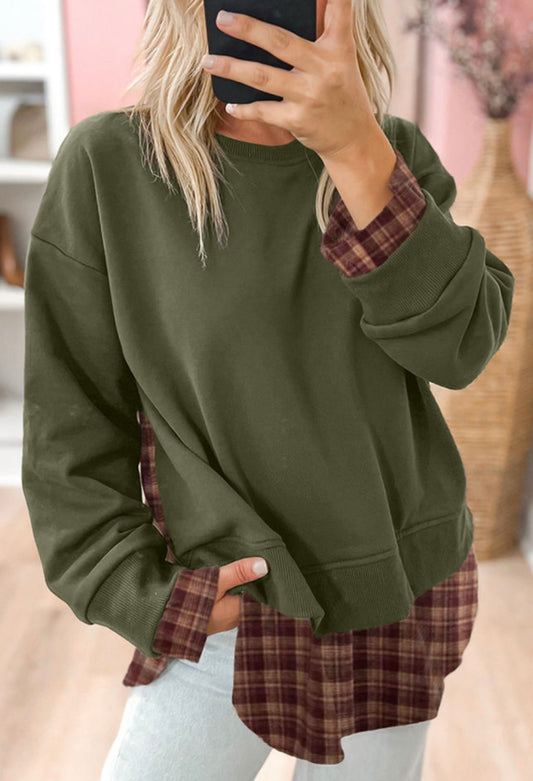 Green Layered Look Sweatshirt