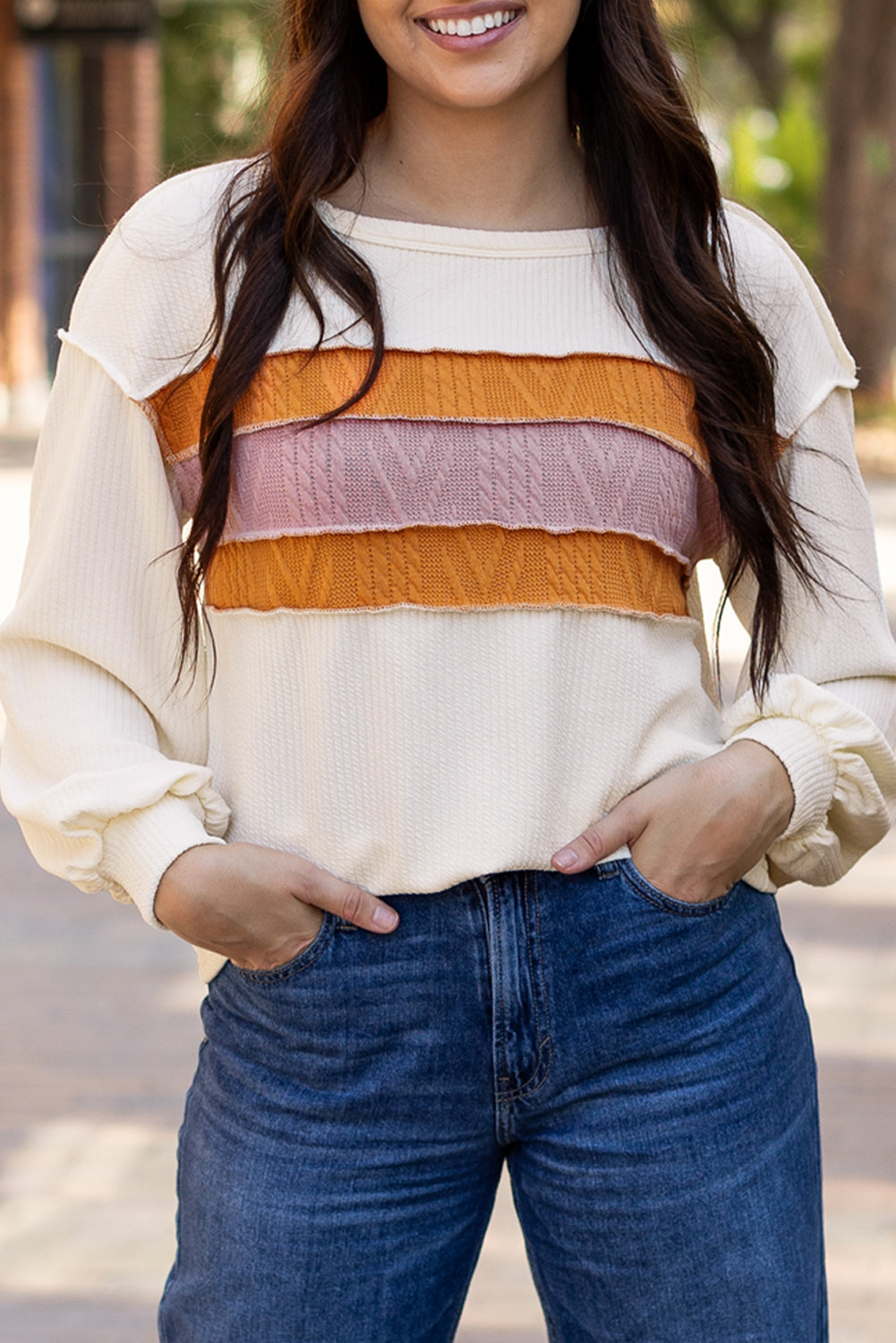 White Corded Patchwork Top