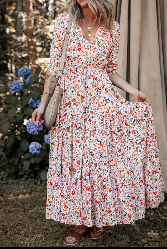 Fall Floral Maxi Dress