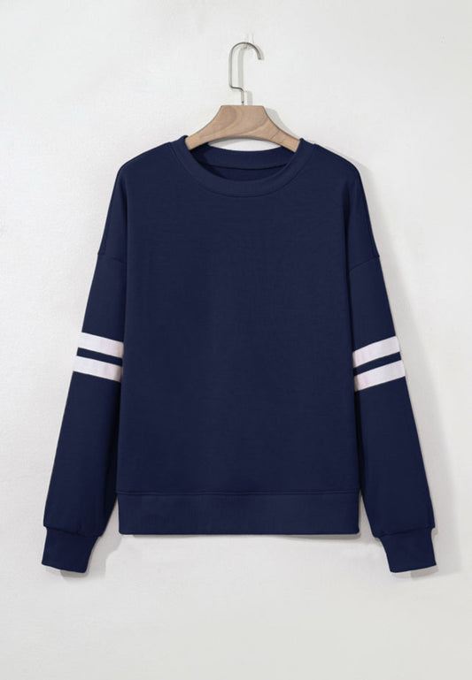 Navy Varsity Stripe Sweatshirt