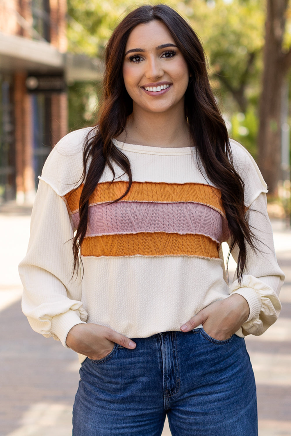 White Corded Patchwork Top