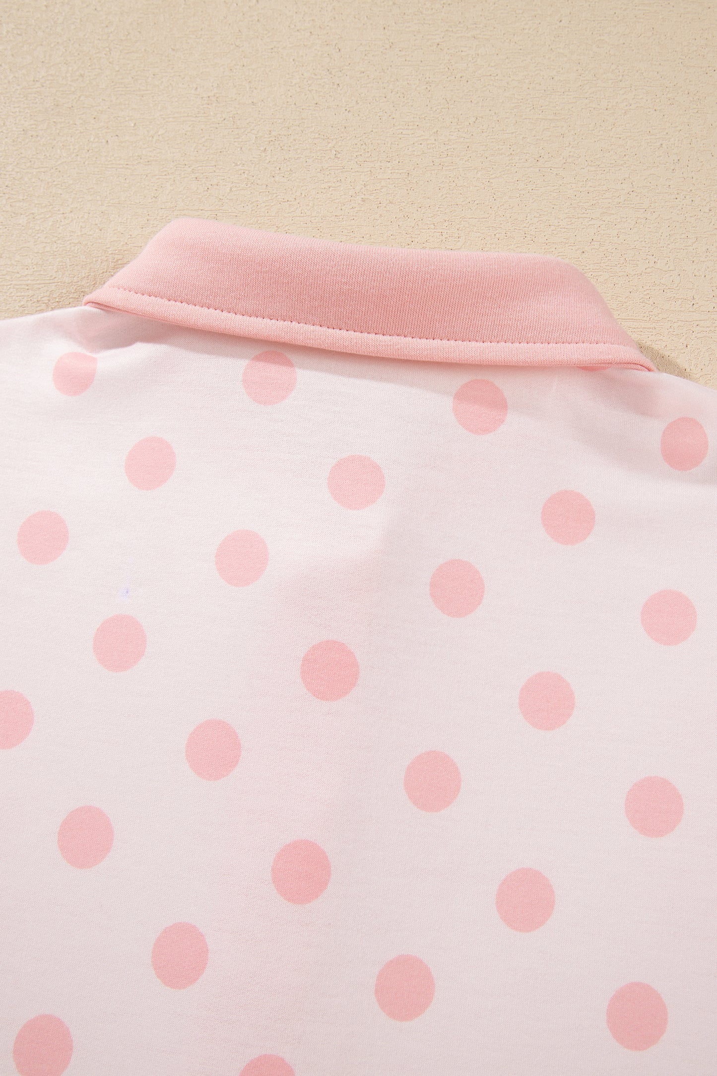 Pink Polka Dot Loose Polo Patch Pocket Shorts Set