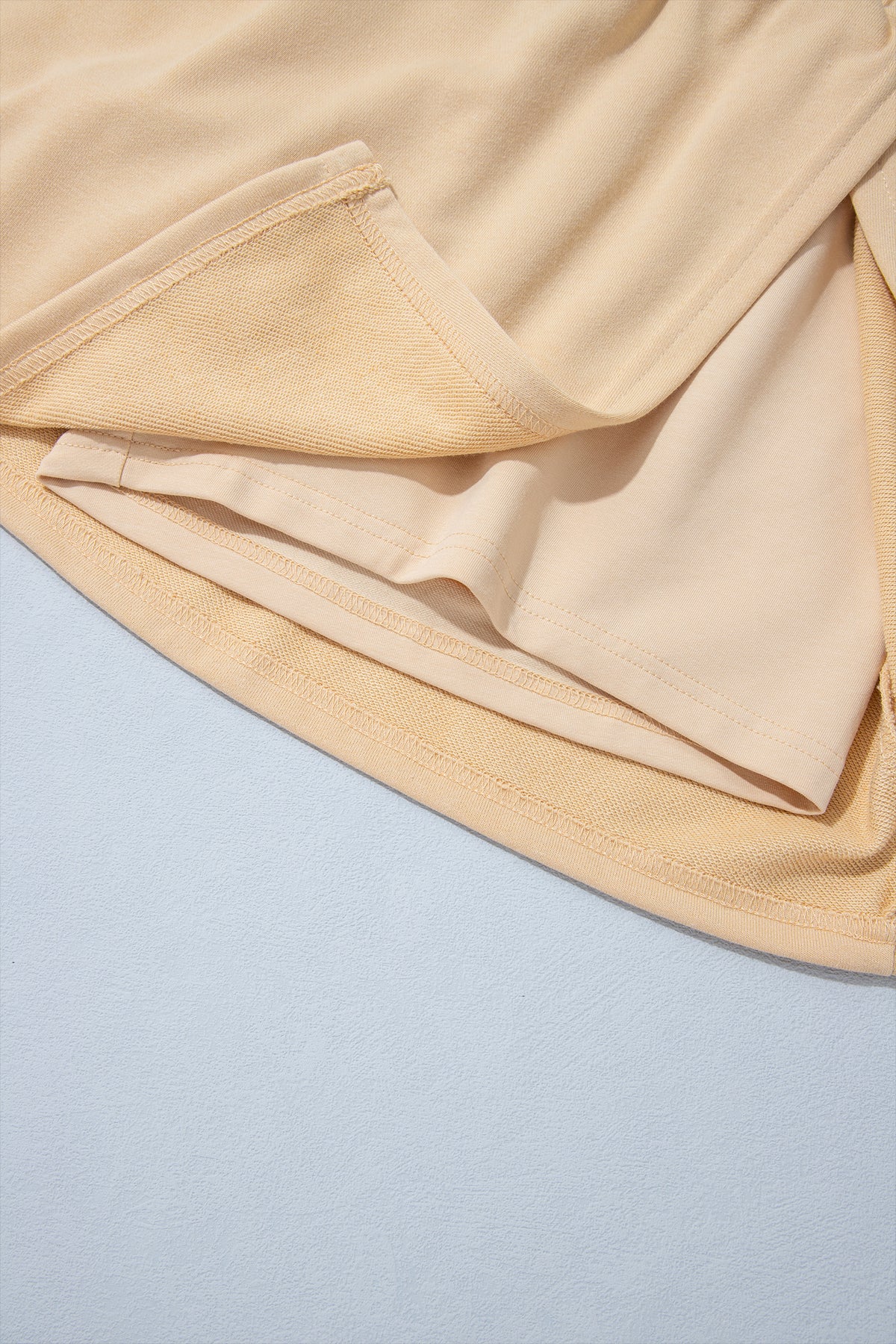 Solid Beige Long Sleeve Top Split Skort Set