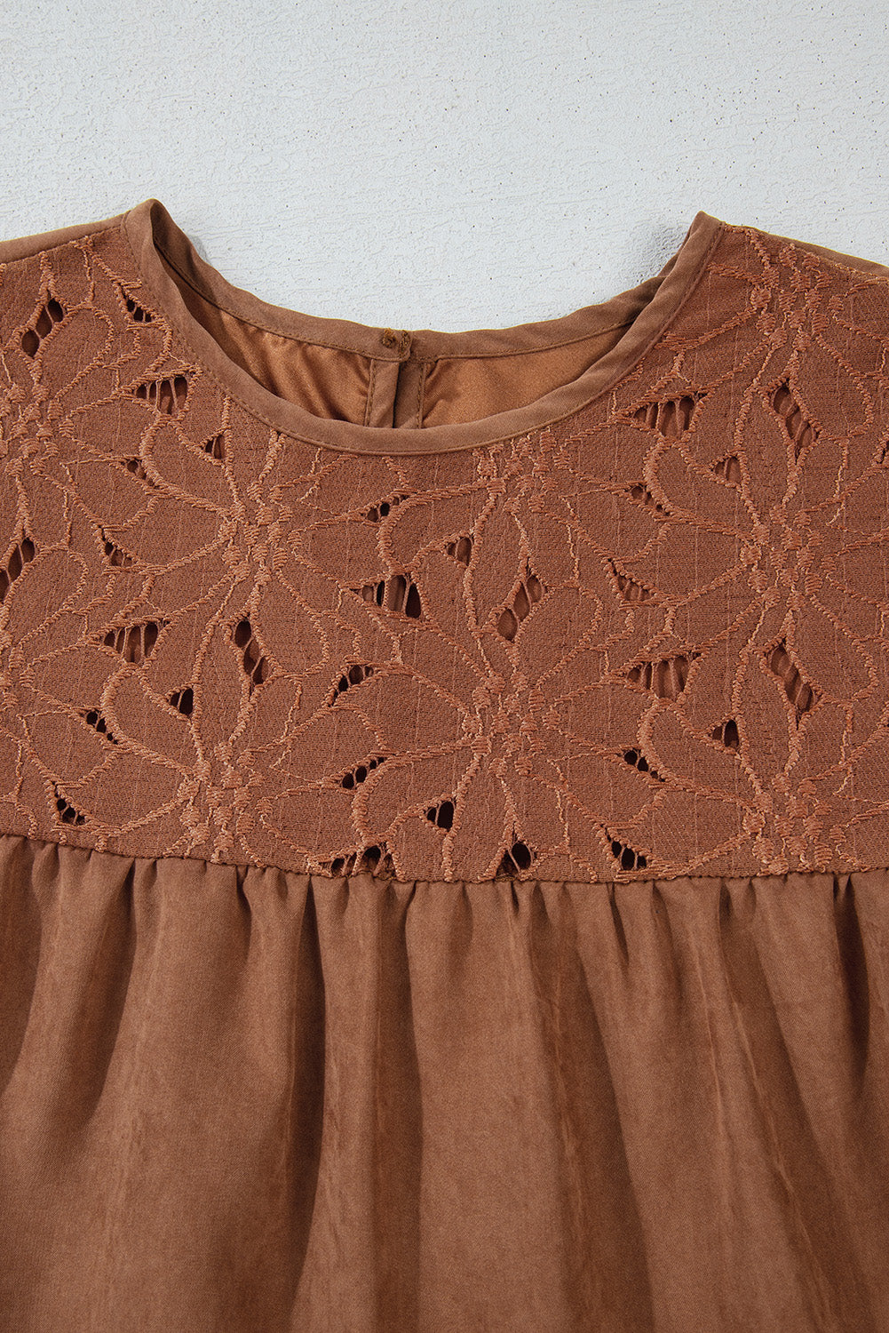 Brown Lace Ruffled Mini Dress