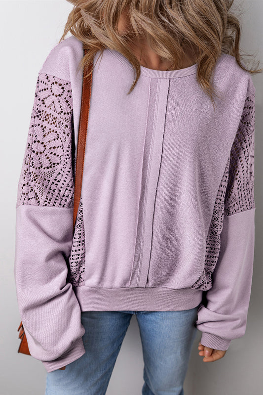 Purple Crochet Sweatshirt (on hand)