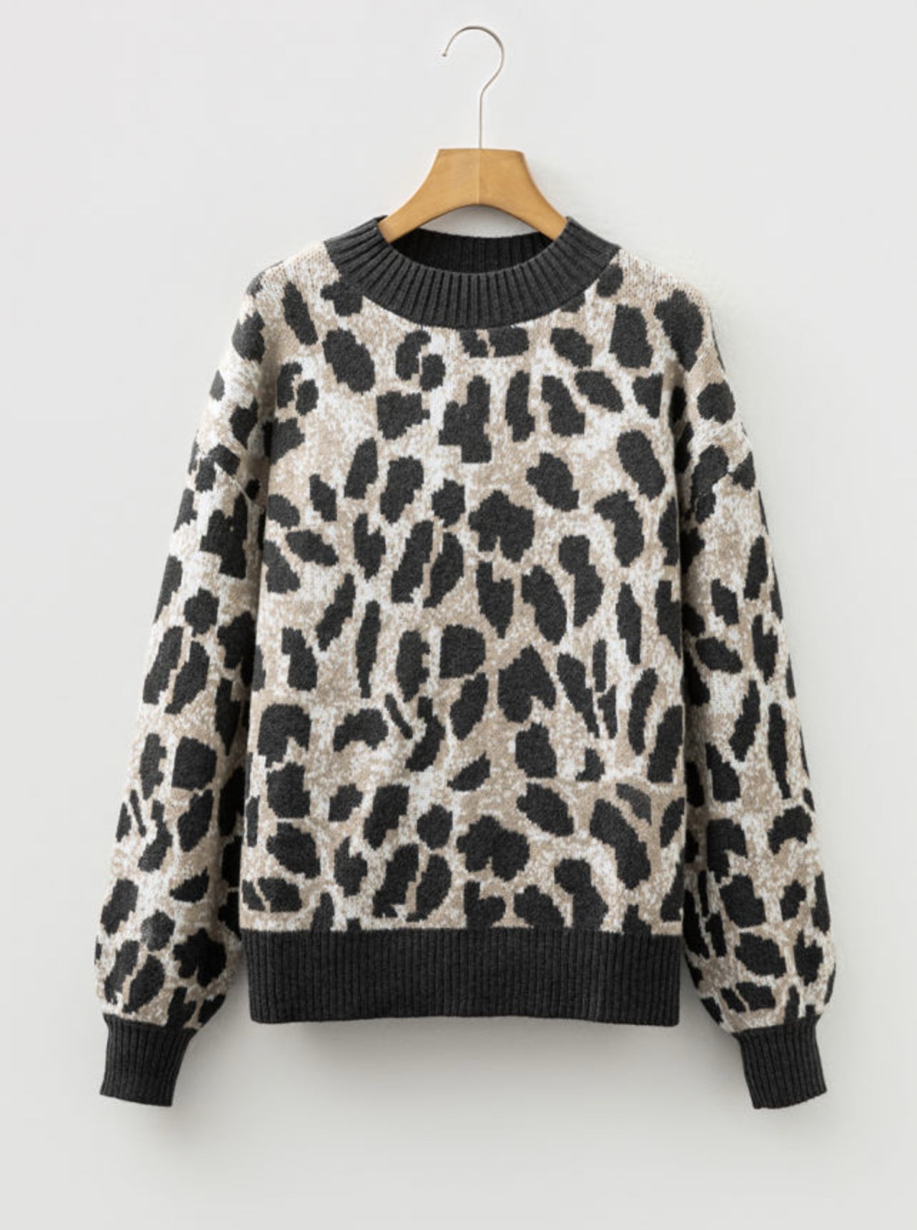 Gray Leopard Baggy Sweater-LOCAL