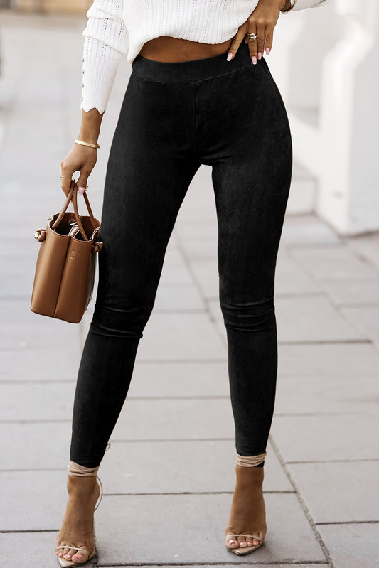 Black Faux Suede Leggings