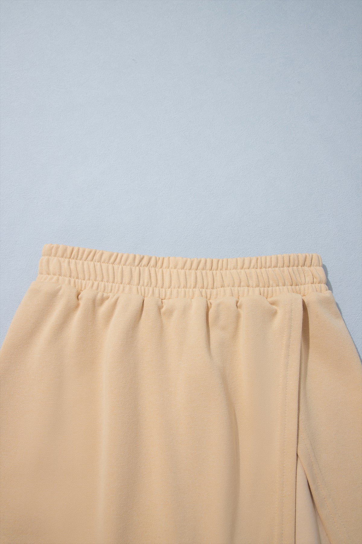 Solid Beige Long Sleeve Top Split Skort Set