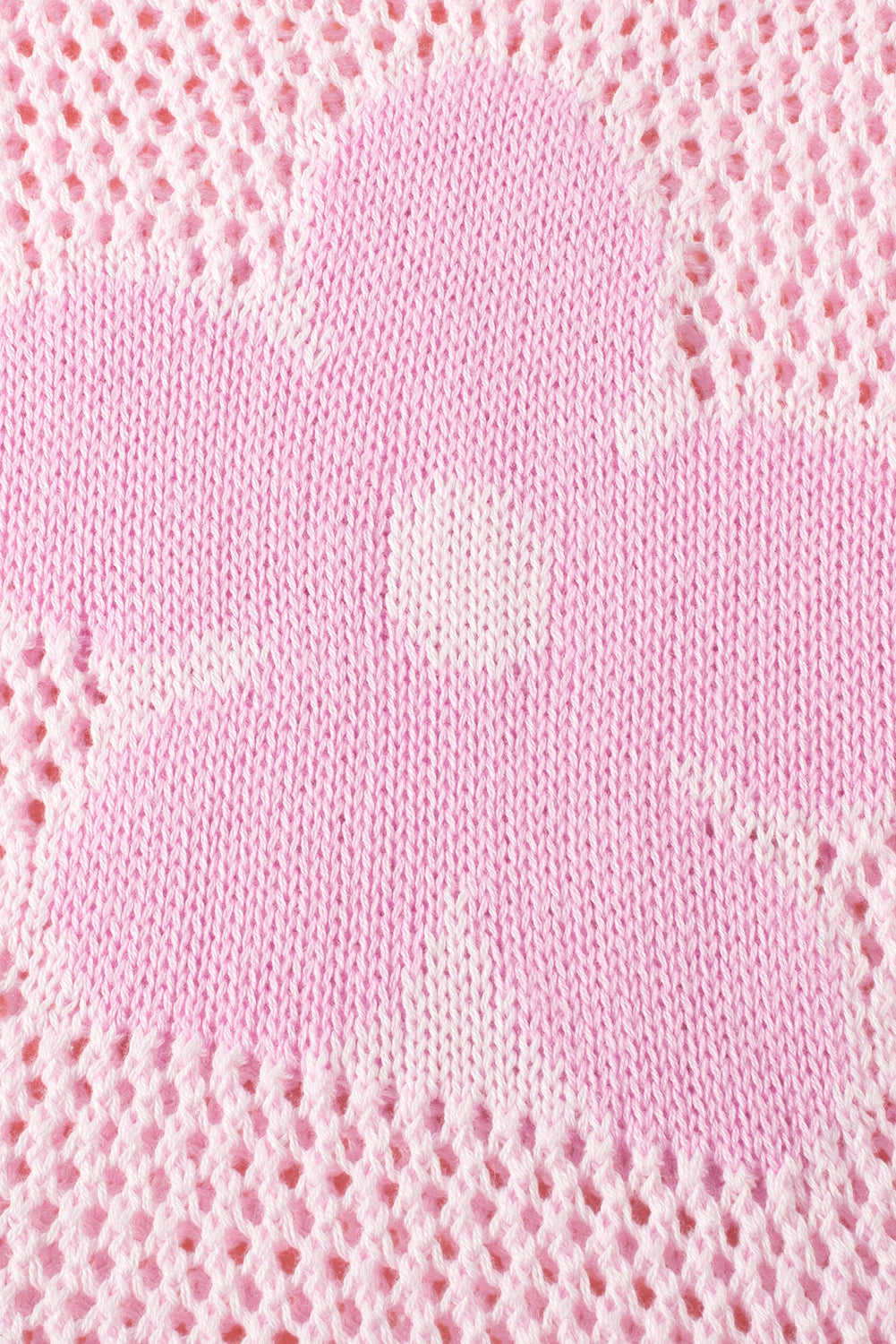 Pink Big Flower Hollowed Knit Drop Shoulder Sweater (on hand)